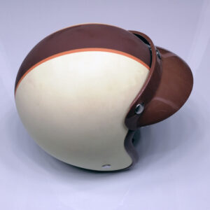 Retro motorcycle helmet - ivory/brown